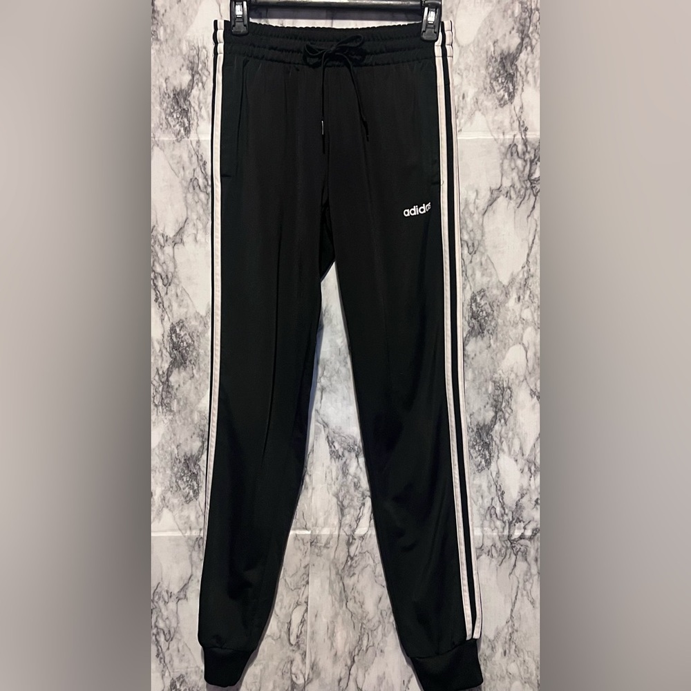 Classic Adidas Joggers Black with White Stripes - Picture 3 of 6